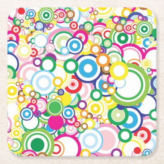 Veel levendige cirkels kartonnen onderzetters (Voorkant)