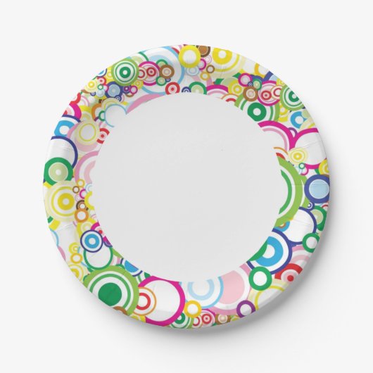 Veel levendige cirkels papieren bordje (Voorkant)