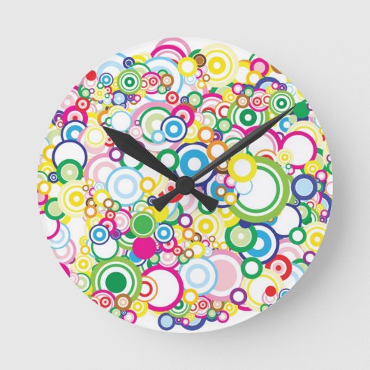 Veel levendige cirkels ronde klok (Voorkant)