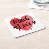 Veel liefde, Big Heart Square Kartonnen Onderzetters (Schuin)