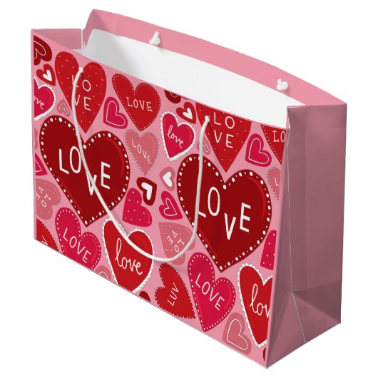 Veel liefde en harten Valentijn Groot Cadeauzakje (Achterkant Gekanteld)
