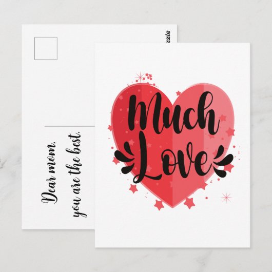 Veel liefde, groot hart briefkaart (Voorkant / Achterkant)