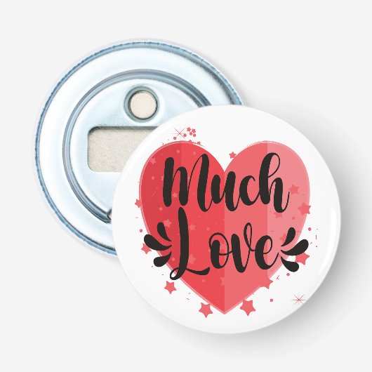 Veel liefde, groot hart button flesopener (Voorkant)