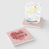 Veel liefde, groot hart stenen onderzetter (Zijkant)