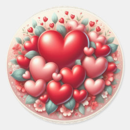 Veel Liefde - Hartjes Ronde Sticker