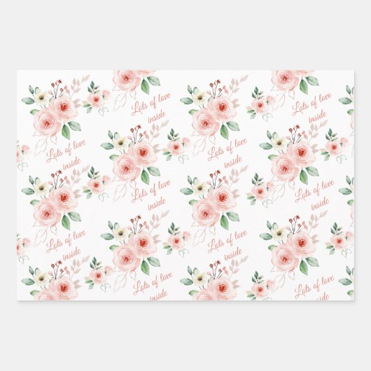 Veel liefde in Roos die papierbladen verpakt Inpakpapier Vel (Voorkant)