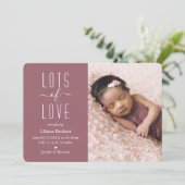 "Veel liefde" Moderne aankondiging foto van geboor (Staand voorkant)