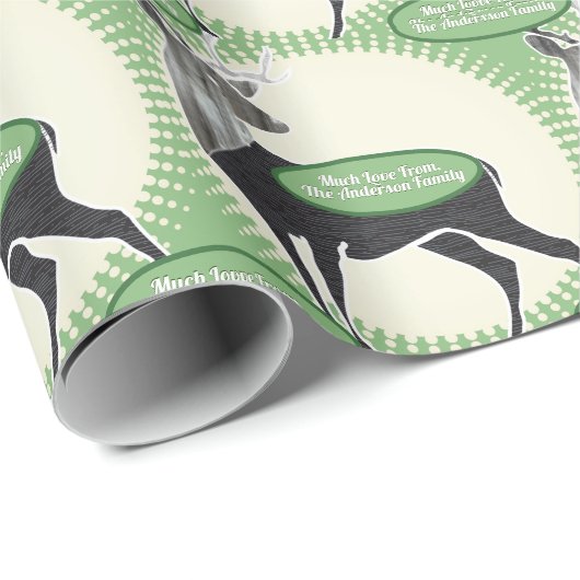 Veel liefde voor uw namen retro herten kerst cadeaupapier (Rol Hoek)