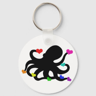 Veel liefdesharten Octopus Art Design Sleutelhanger