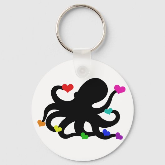 Veel liefdesharten Octopus Art Design Sleutelhanger (Voorkant)
