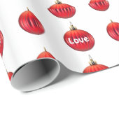 Veel liefdesorganisatie Red Holiday Ornament Cadeaupapier (Rol Hoek)
