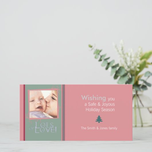 Veel liefdeswensen fotokaart feestdagenkaart (Staand voorkant)