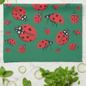 Veel lieveheersbeestjes Lucky Pattern Green Theedoek (Gevouwen)