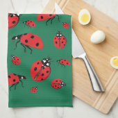 Veel lieveheersbeestjes Lucky Pattern Green Theedoek (Quarter Fold)