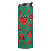 Veel lieveheersbeestjes Lucky Pattern Green Thermosbeker (Gedraaid links)