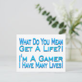 Veel lives Gamer Briefkaart (Staand voorkant)