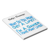 Veel lives Gamer Notitieblok (Schuin)