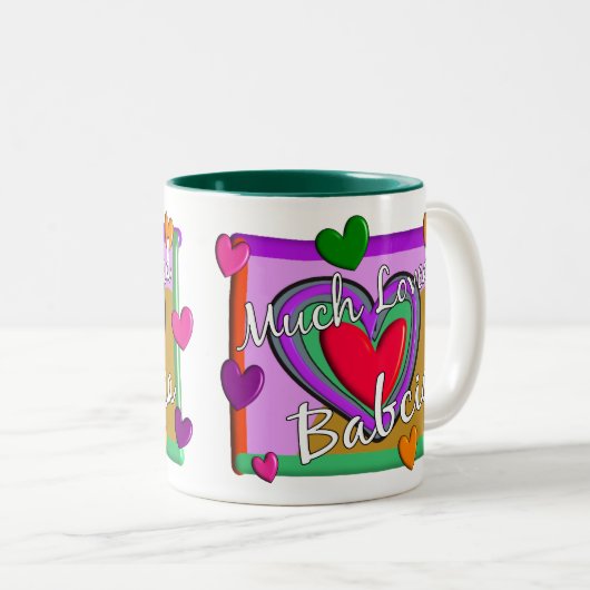 Veel Love Babcia (Poolse grootmoeder) Tweekleurige Koffiemok (Voorkant rechts)