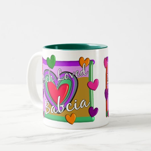 Veel Love Babcia (Poolse grootmoeder) Tweekleurige Koffiemok (Voorkant links)