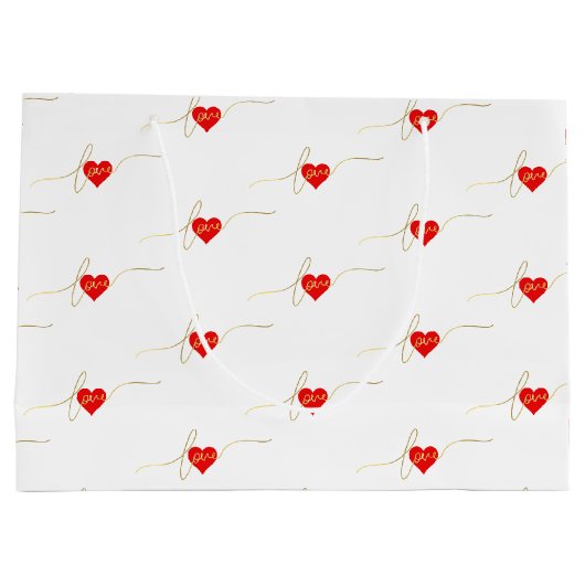 VEEL LOVE FAUX GOLD FOIL SCRIPT RED HEARTS GROOT CADEAUZAKJE (Achterkant)