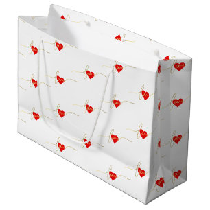 VEEL LOVE FAUX GOLD FOIL SCRIPT RED HEARTS GROOT CADEAUZAKJE