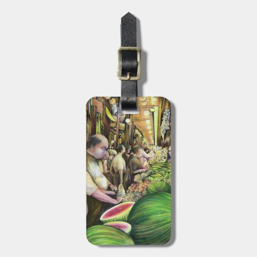 Veel Mannen, veel meloenen Bagagelabel (Voorkant verticaal)