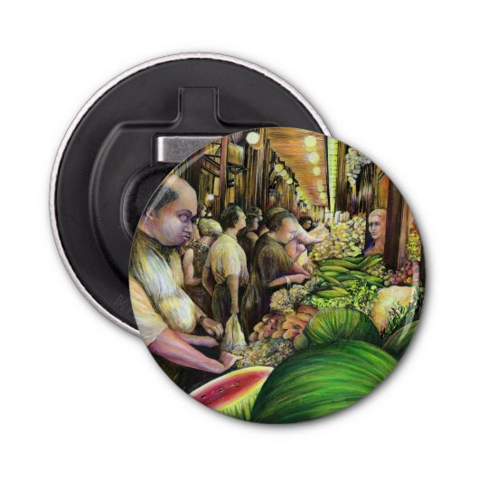 Veel Mannen, veel meloenen, Boedapest Button Flesopener (Voorkant)