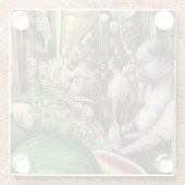 Veel Mannen, veel meloenen, Boedapest Glazen Onderzetter (Achterkant)