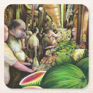 Veel Mannen, veel meloenen, Boedapest Kartonnen Onderzetters