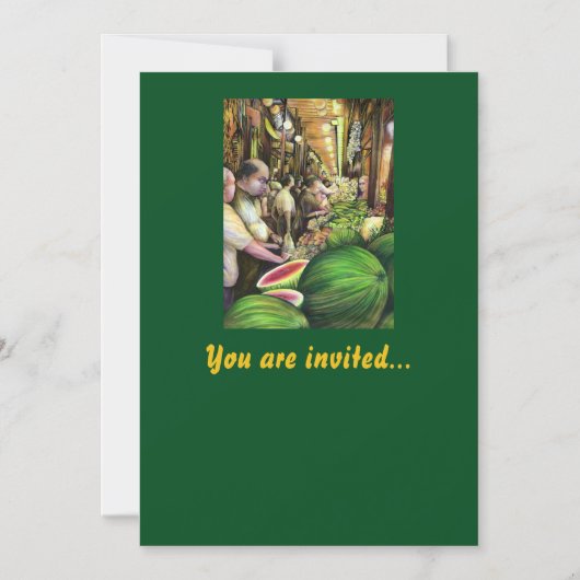 Veel Mannen, veel meloenen, Boedapest Magnetische Uitnodiging (Voorkant)