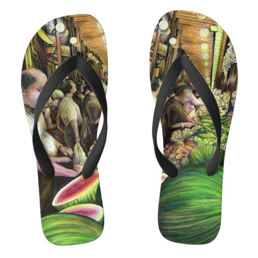 Veel Mannen, veel meloenen, Boedapest Teenslippers (Voetbed)