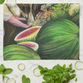 Veel Mannen, veel meloenen, Boedapest Theedoek (Gevouwen)