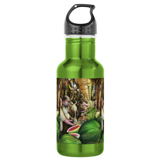 Veel Mannen, veel meloenen, Boedapest Waterfles (Voorkant)