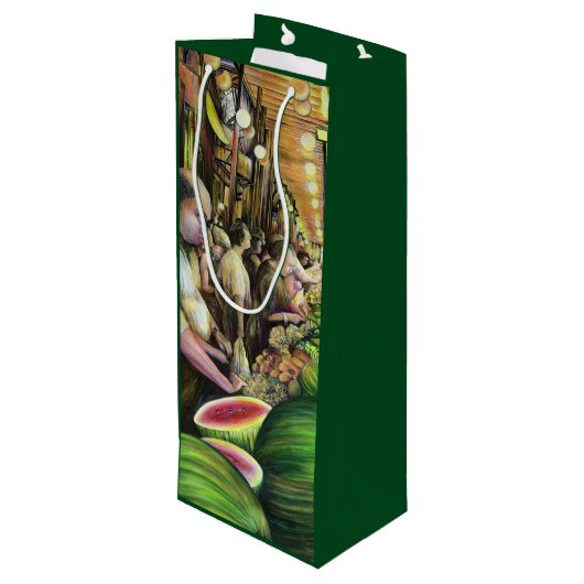 Veel Mannen, veel meloenen, Boedapest Wijn Cadeautas (Achterkant Gekanteld)