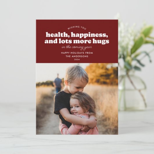 Veel meer hugs Holiday Kaart (Bourgogne) (Staand voorkant)