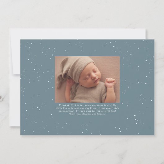 Veel meer liefdesblauwe foto-geboorteaankondiging (Achterkant)