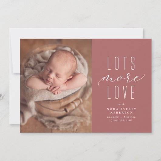 Veel meer liefdesroze foto-geboorteaankondiging (Voorkant)