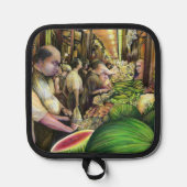 Veel meloenen, veel Mannen Pannenlap (Voorkant)