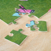 Veel mensen die van bovenaf yoga doen legpuzzel (Zijkant)