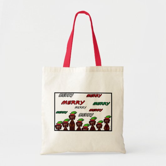 Veel Merry Dachshunds Canvas tas met kerstmis (Voorkant)