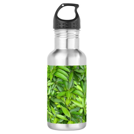 Veel mooie groene bladeren   waterfles  (Voorkant)