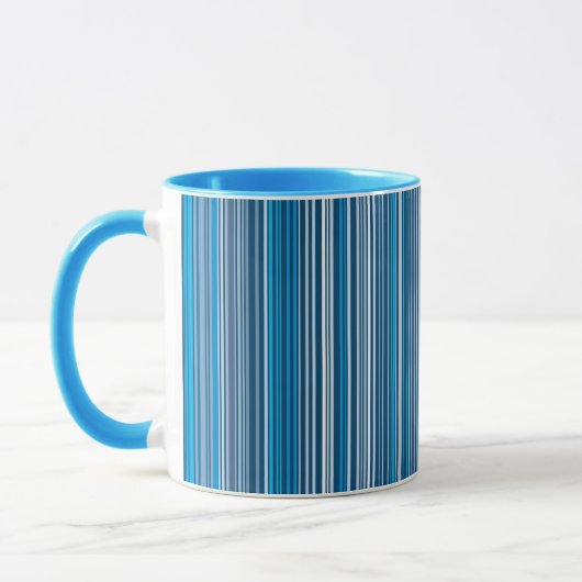 Veel multi gekleurde strepen in het blauw mok (Links)