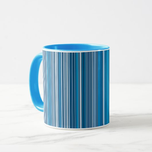 Veel multi gekleurde strepen in het blauwe bevrore mok (Voorkant links)