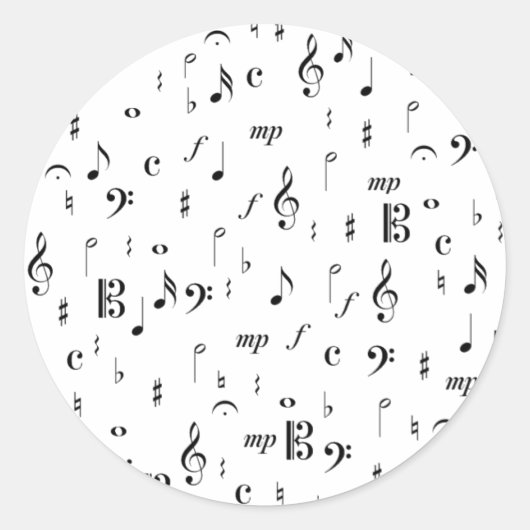 Veel muziek ronde sticker (Voorkant)