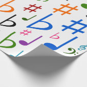 Veel muzieknoten en symbolen cadeaupapier (Hoek)