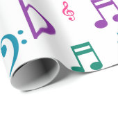 Veel muzieknoten en symbolen cadeaupapier (Rol Hoek)