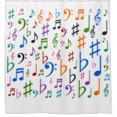 Veel muzieknoten en symbolen douchegordijn (Voorkant)