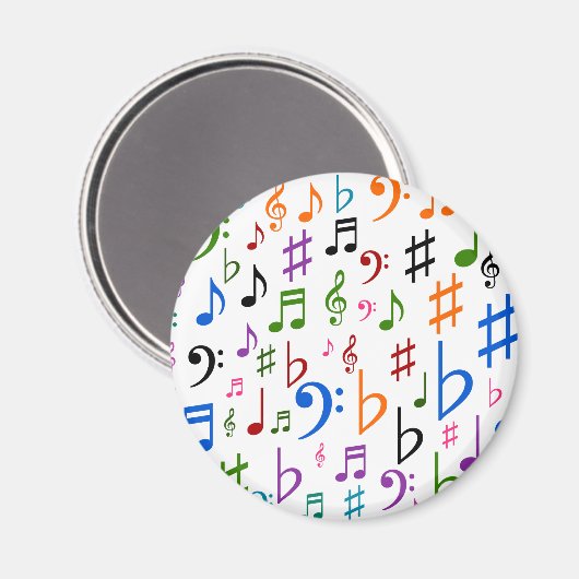 Veel muzieknoten en symbolen magneet (Voorkant / Achterkant)