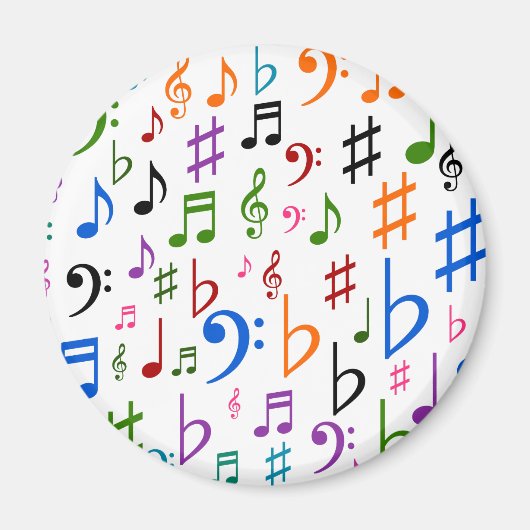 Veel muzieknoten en symbolen magneet (Voorkant)