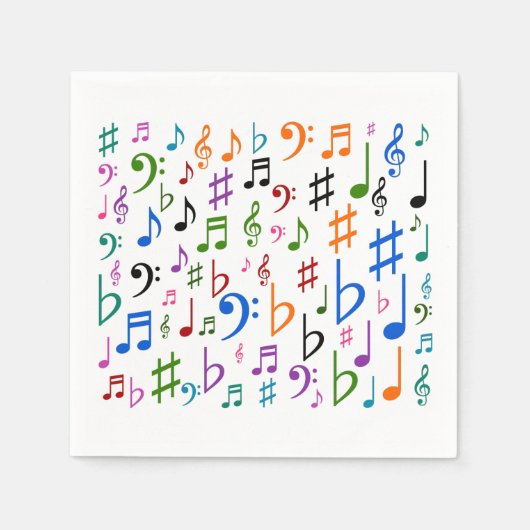 Veel muzieknoten en symbolen servet (Voorkant)